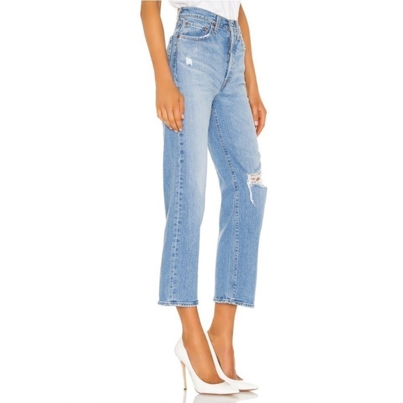 LEVI’S | Ribcage Straight Ankle Jeans Size 25 Light Wash Distressed Tango Fade - Picture 2 of 12